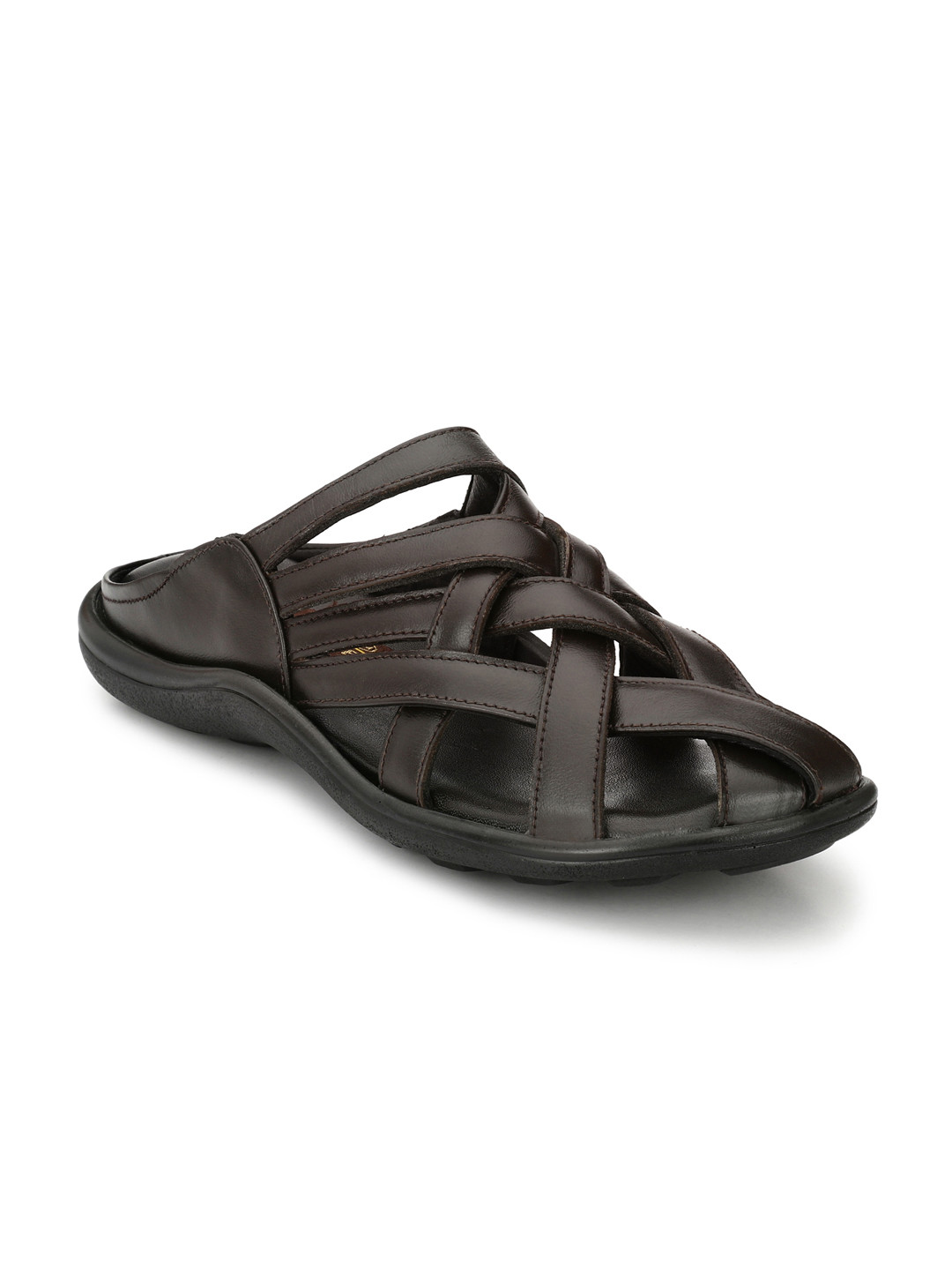 Buy Mactree Men Coffee Brown Genuine Leather Strappy Sandals - Sandals for  Men 1907400 | Myntra