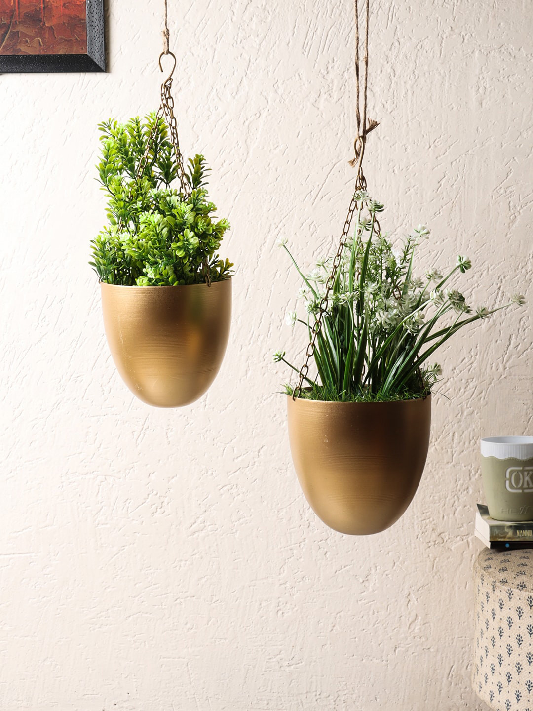 Amaya Decors Set Of 2 Gold Solid  Planters
