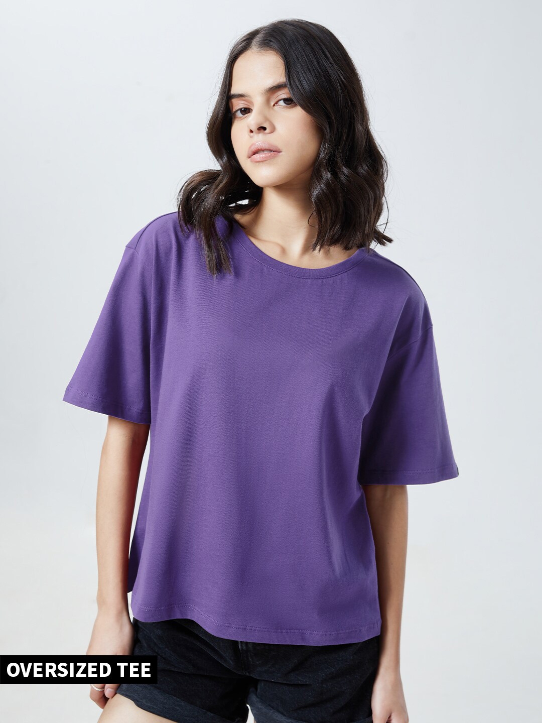 Buy Women's Purple Chicago Printed Oversized T-shirt Online at Bewakoof