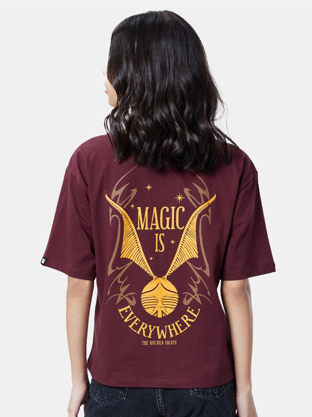 The Souled Store Women s Beautiful Burgundy Harry Potter Oversized T Shirt