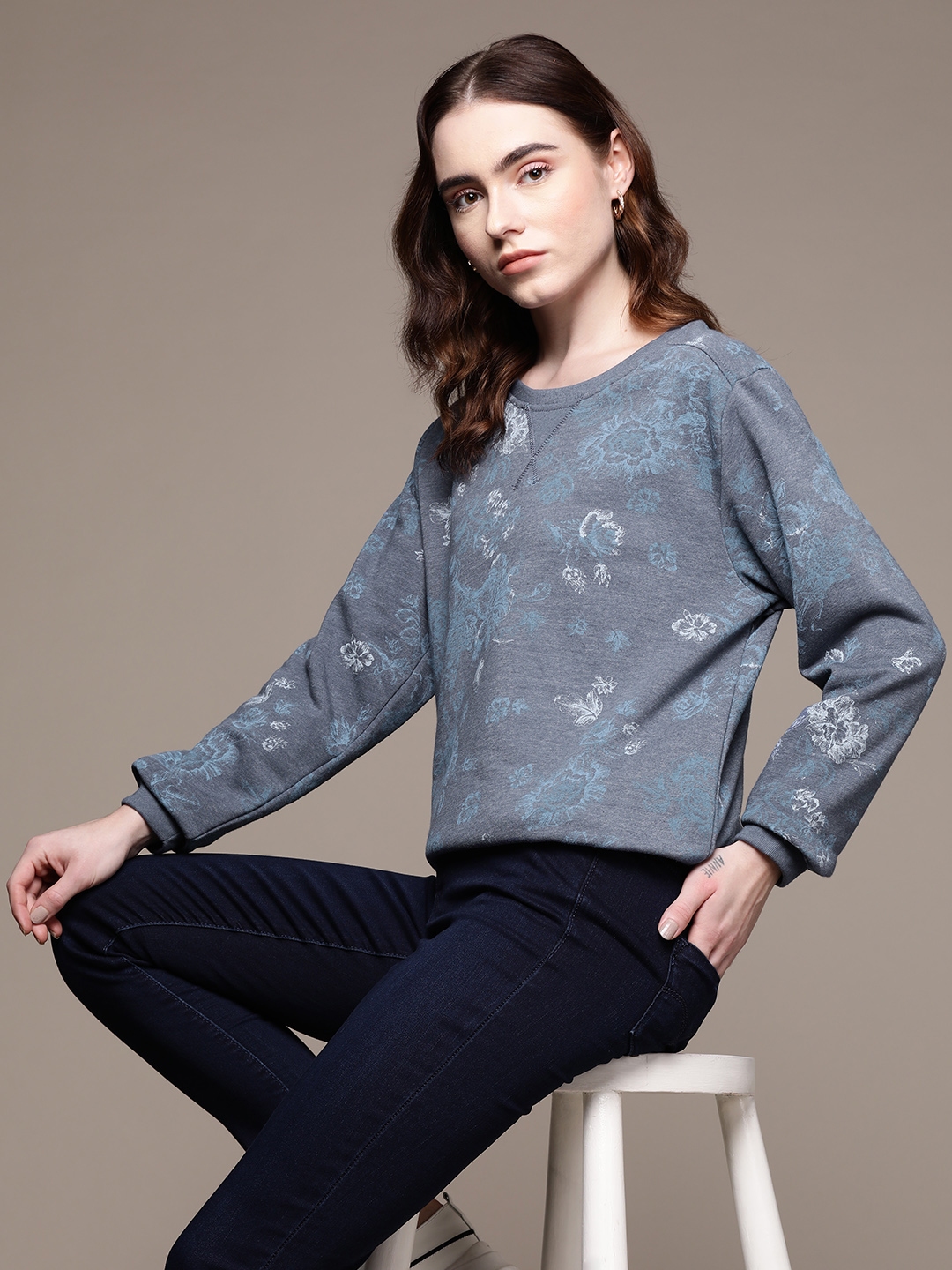 Buy Macy s Karen Scott Women Blue Floral Printed Sweatshirt
