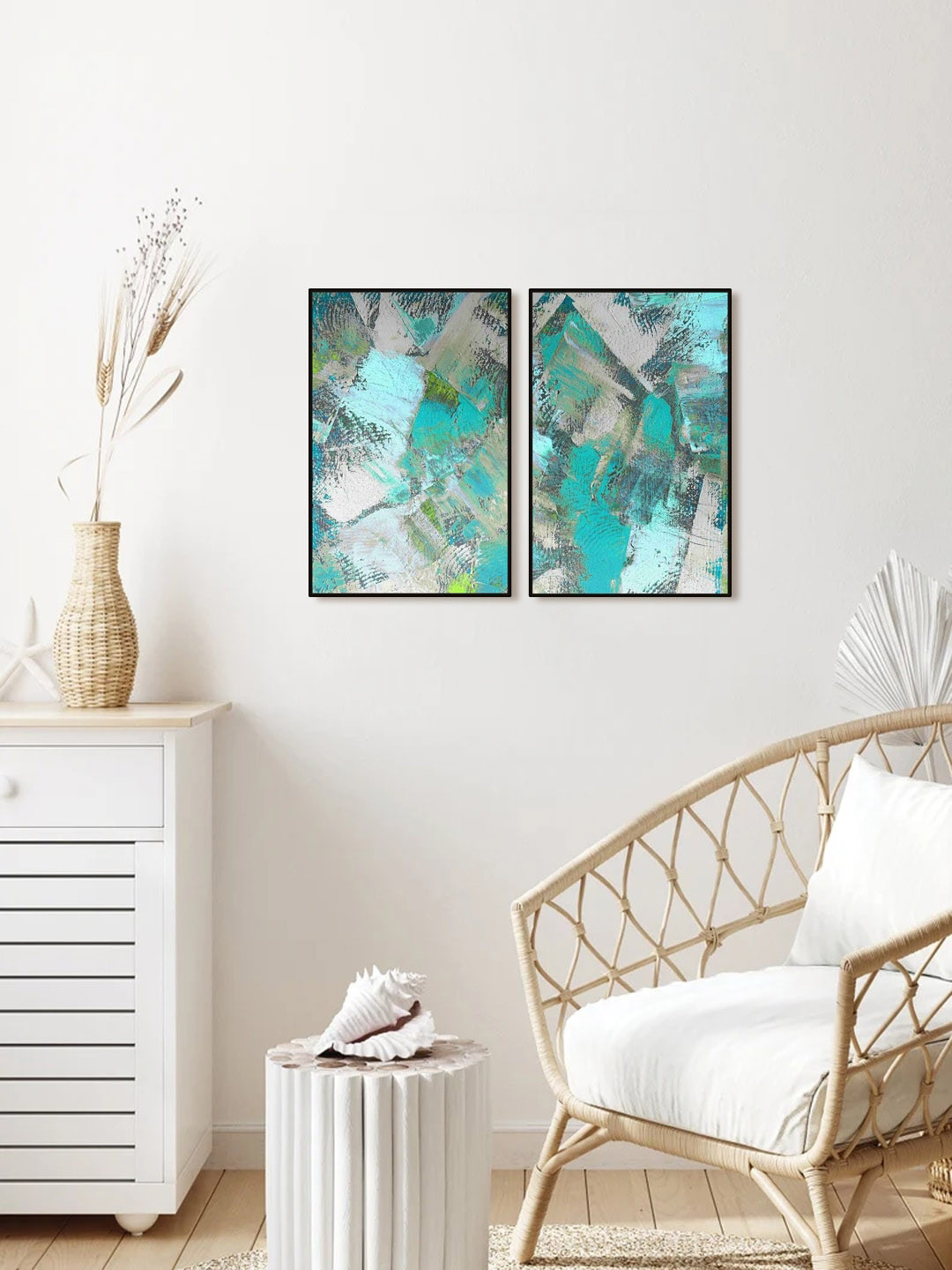 999Store Set Of 2 Grey Abstract Painting Frame Wall Art