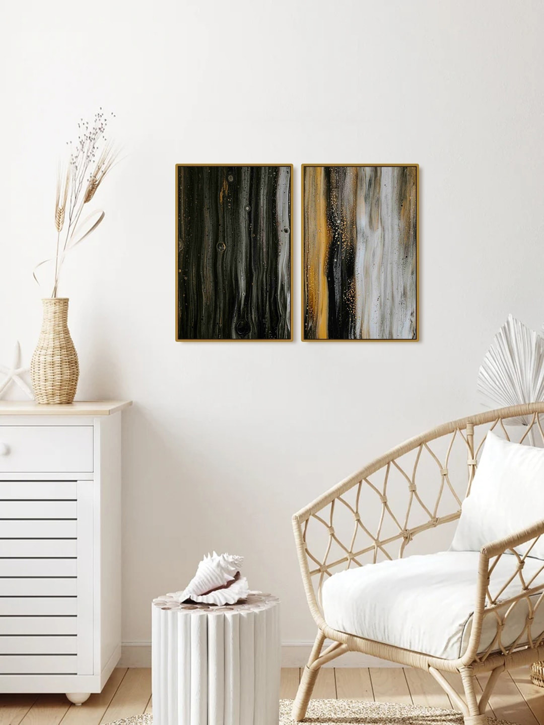 999Store Set Of 2 Abstract Painting Framed Wall Art