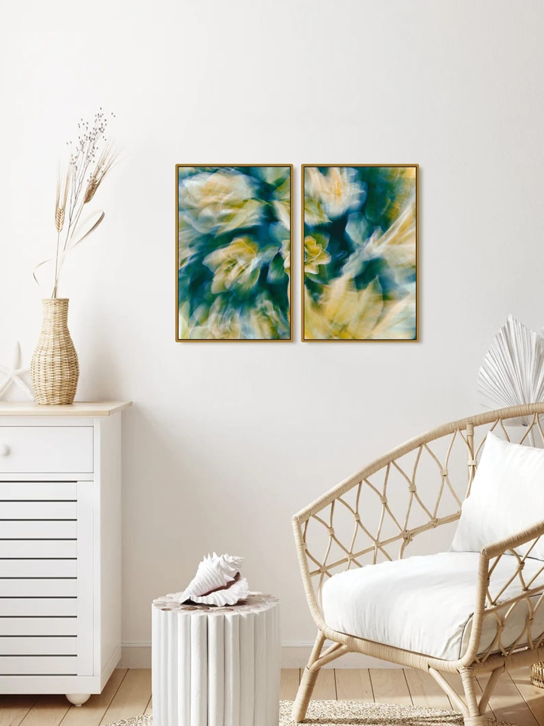 999Store Set of 2 Brown Abstract Painting Frame Wall Art