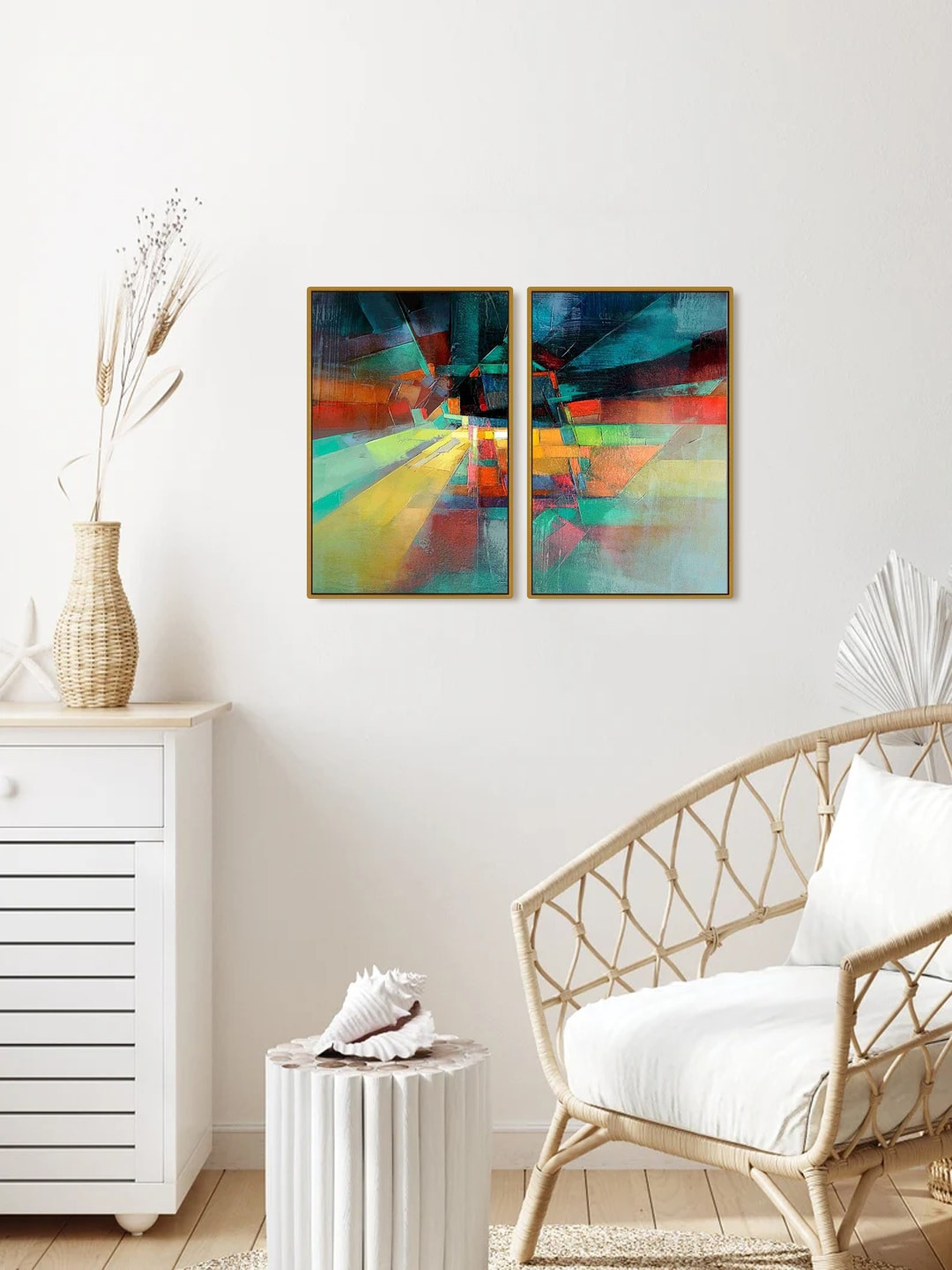 999Store Paper 2 Piece Wall Rectangle Paintings Wall Art - 18 x 12 In