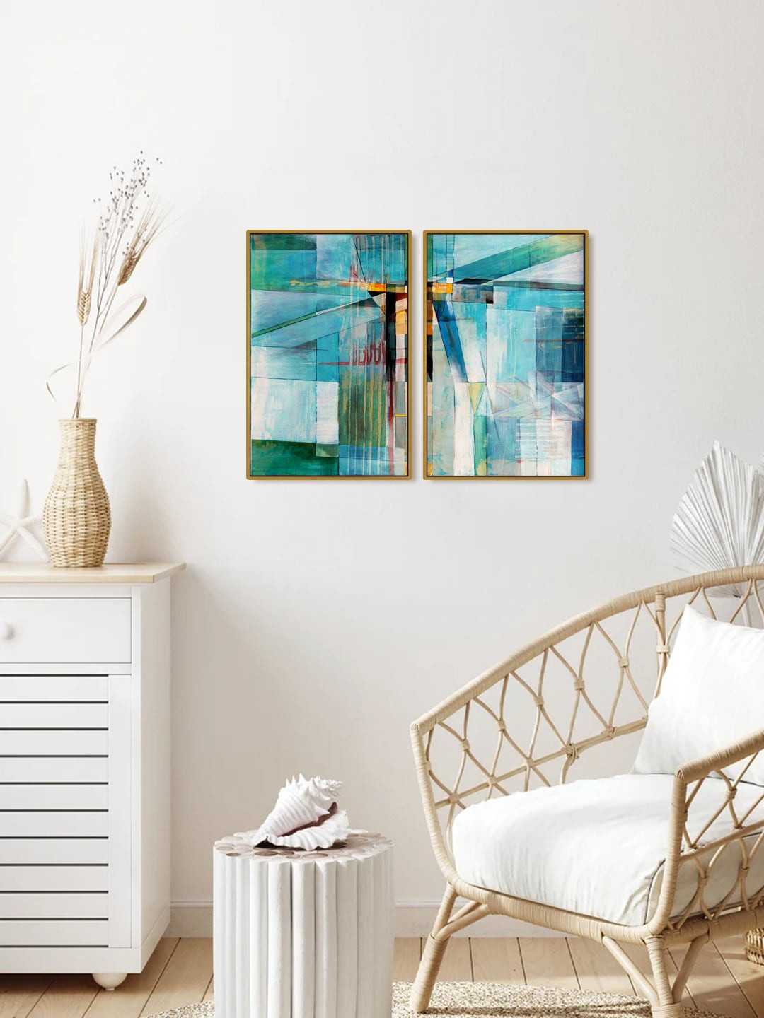 999Store Set Of 2 Abstract Painting Framed Wall Art Painting