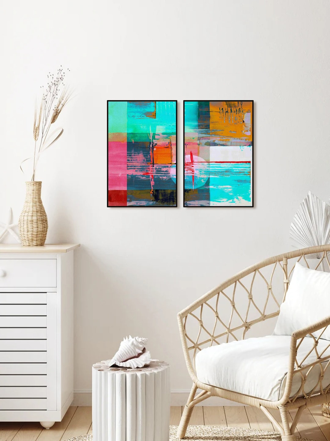 999Store Set Of 2 Abstract Painted Wall Art