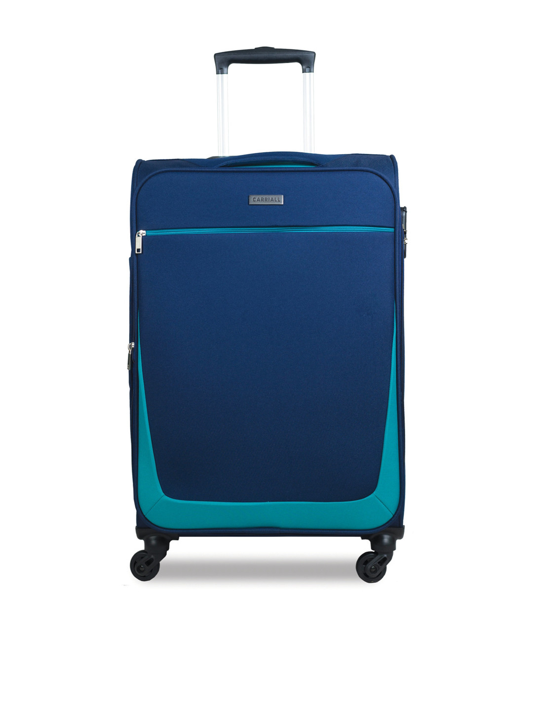 CARRIALL Adults Navy Blue & Green Solid Soft Sided Trolley Bag