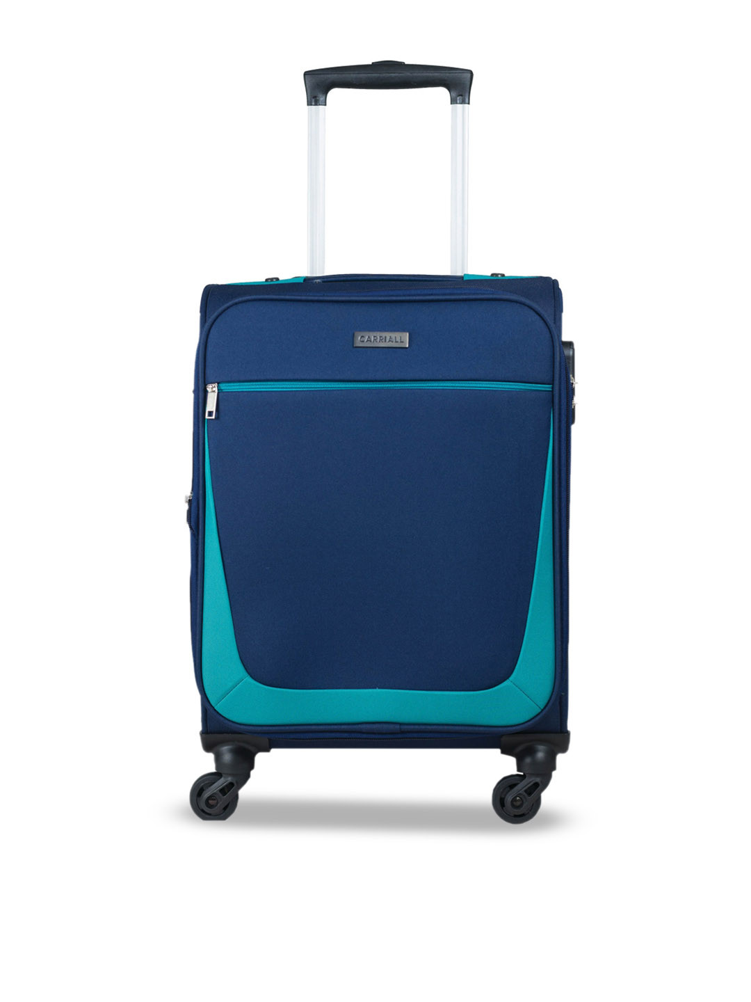 CARRIALL Navy Blue & Green Solid Soft-Sided Cabin Luggage
