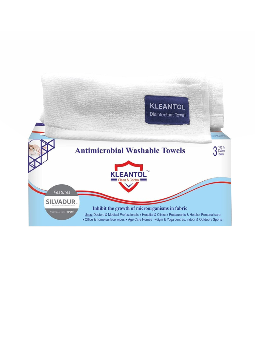 Passion Indulge Pack of 3 White Anti Microbial Towel Kleantol Gym & Yoga Centres