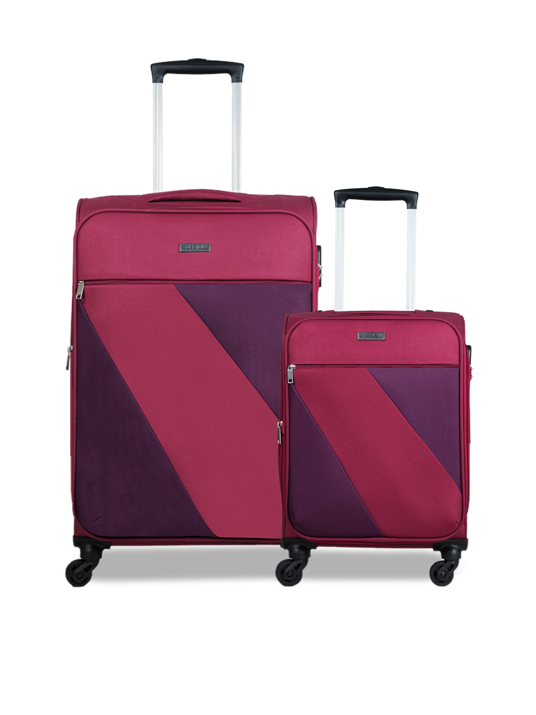 CARRIALL Set Of 2 Red Solid Padded Large Trolley Suitcase