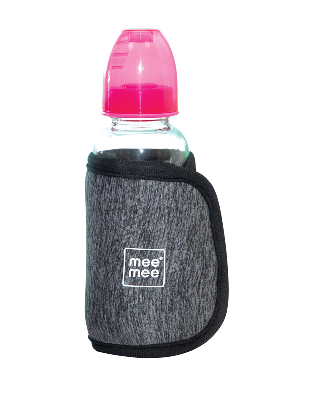 MeeMee Unisex Kids Grey & Black Printed Feeding Bottle Cover