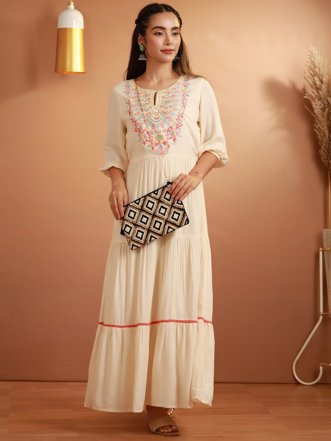 Priyaasi Black Geometric Oversized Embellished Handheld Bag