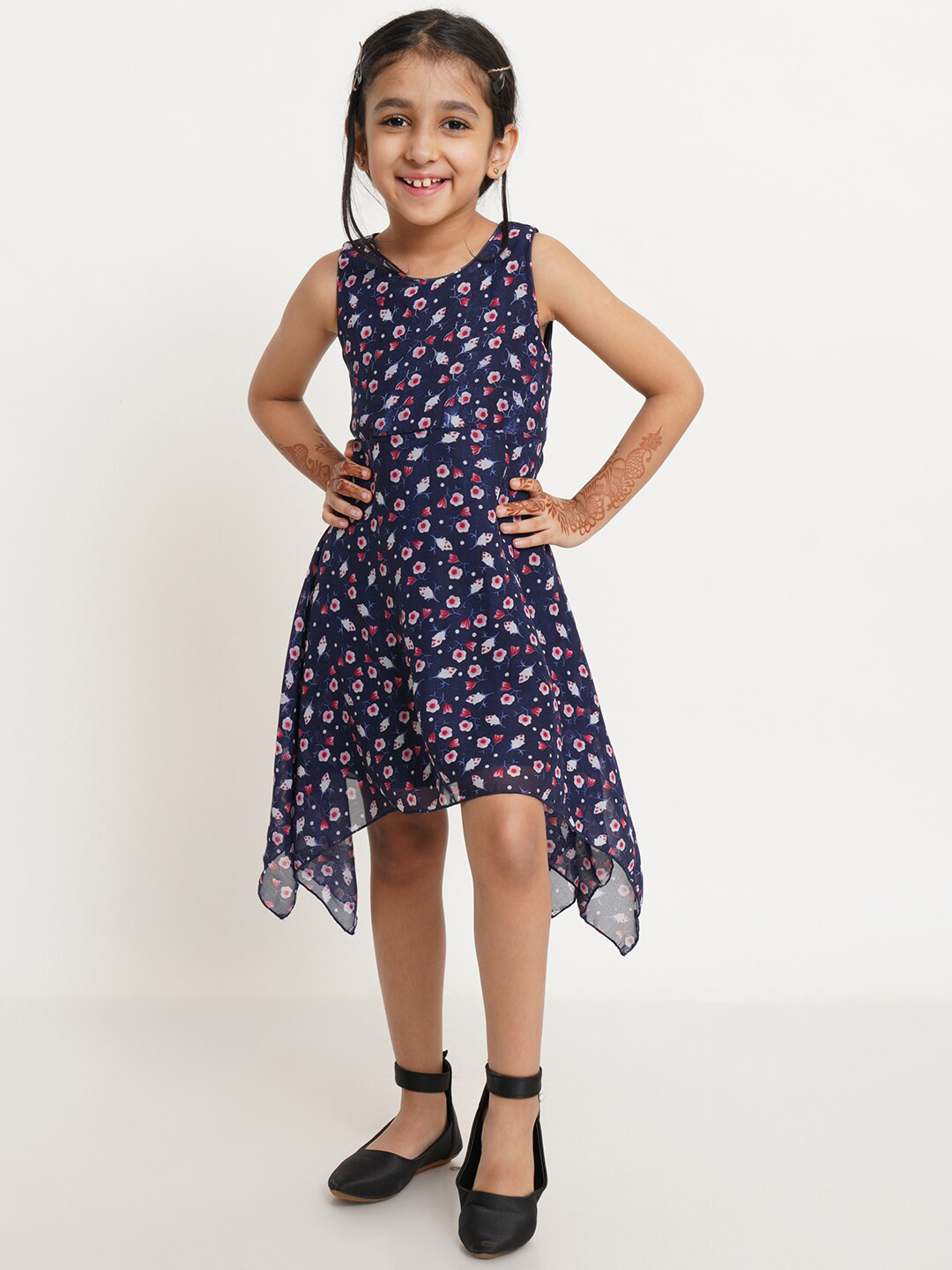 Creative Kids  girls  Navy Blue Floral Dress