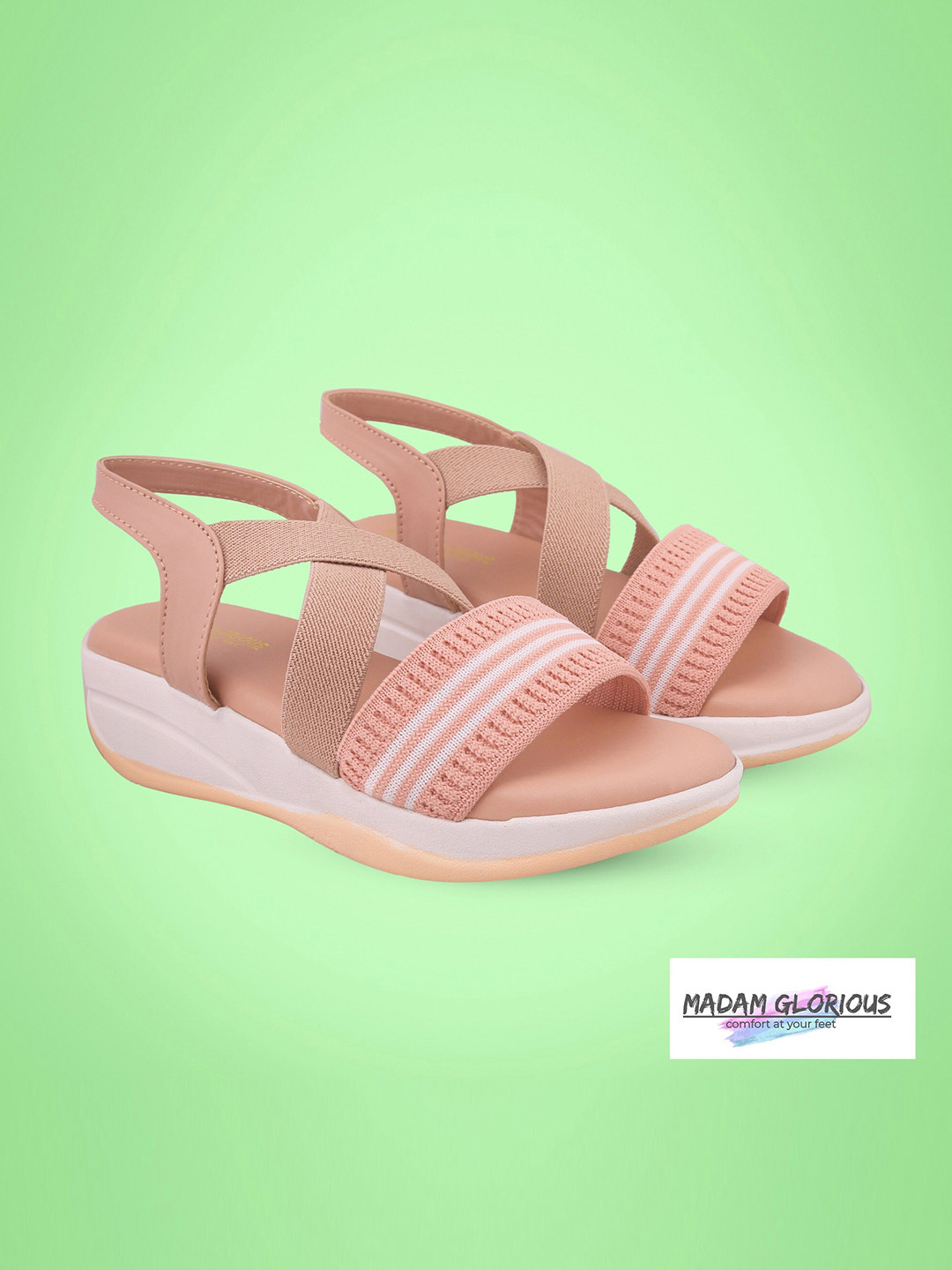 Madam Glorious Peach Solid Wedge Heels