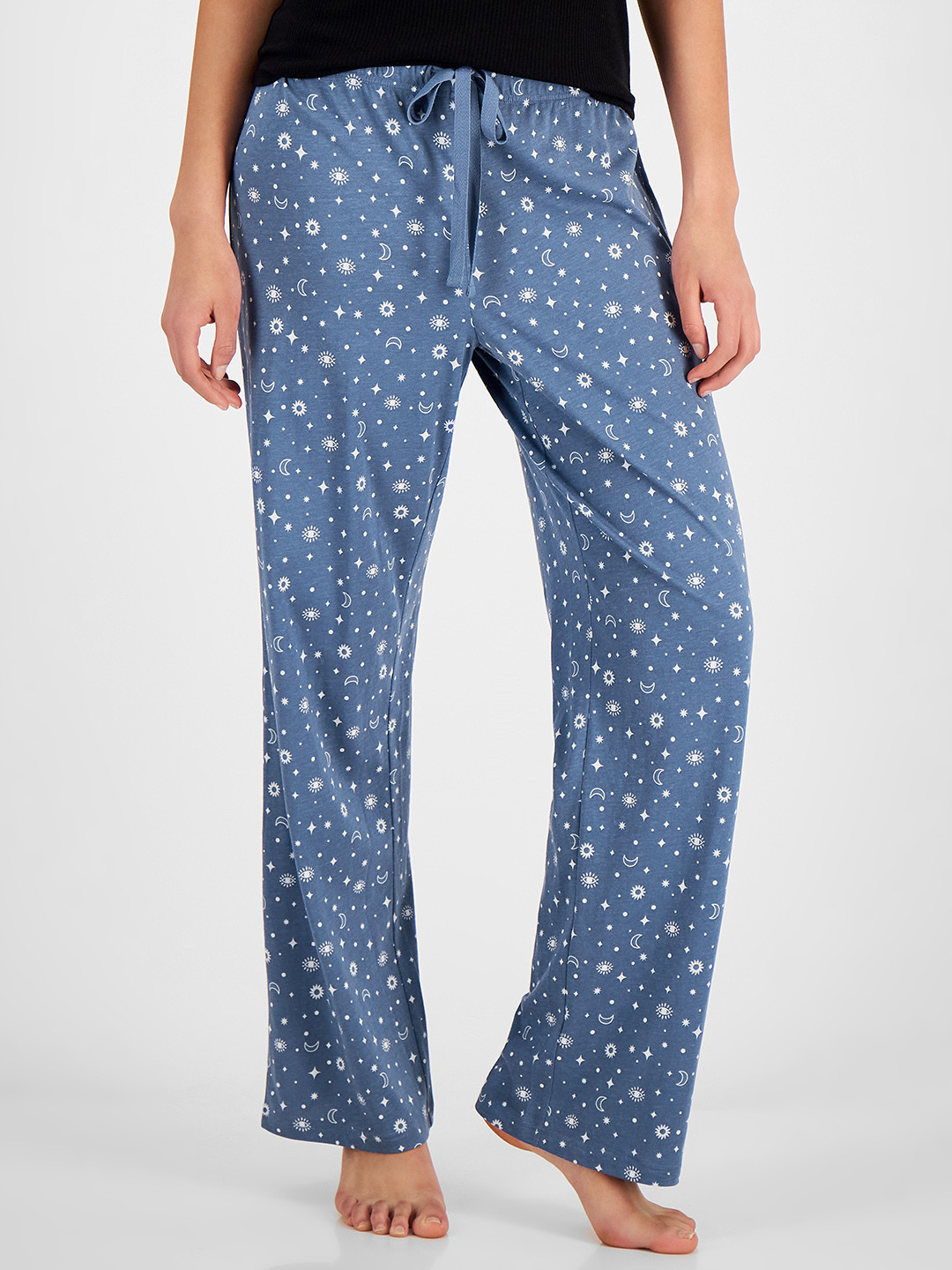 Macy's Ideology Women Blue Printed Wide Leg Lounge Pant