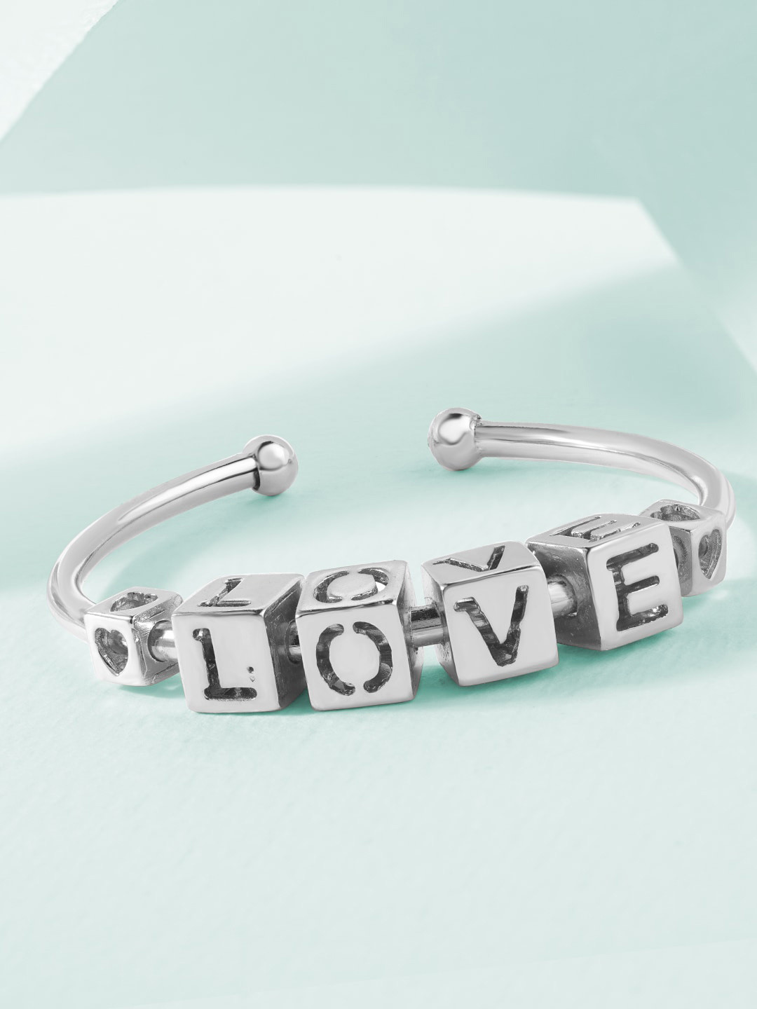 MINUTIAE Women Love Box Flexible Cuff Silver Bracelet
