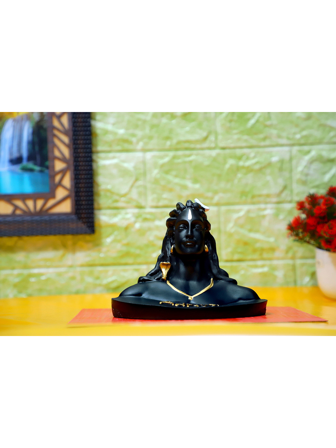 FASHIYANOO Aadi Yogi Devine Power Black Polyresin Matte Prayer Room Set of 2 Medium Showpieces -