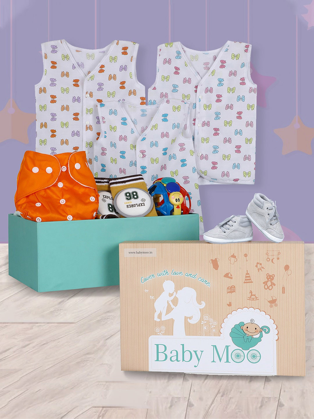 Baby Moo Kids Multicoloured Crawling And Growing 7 Pieces Baby Apparel Gift Set