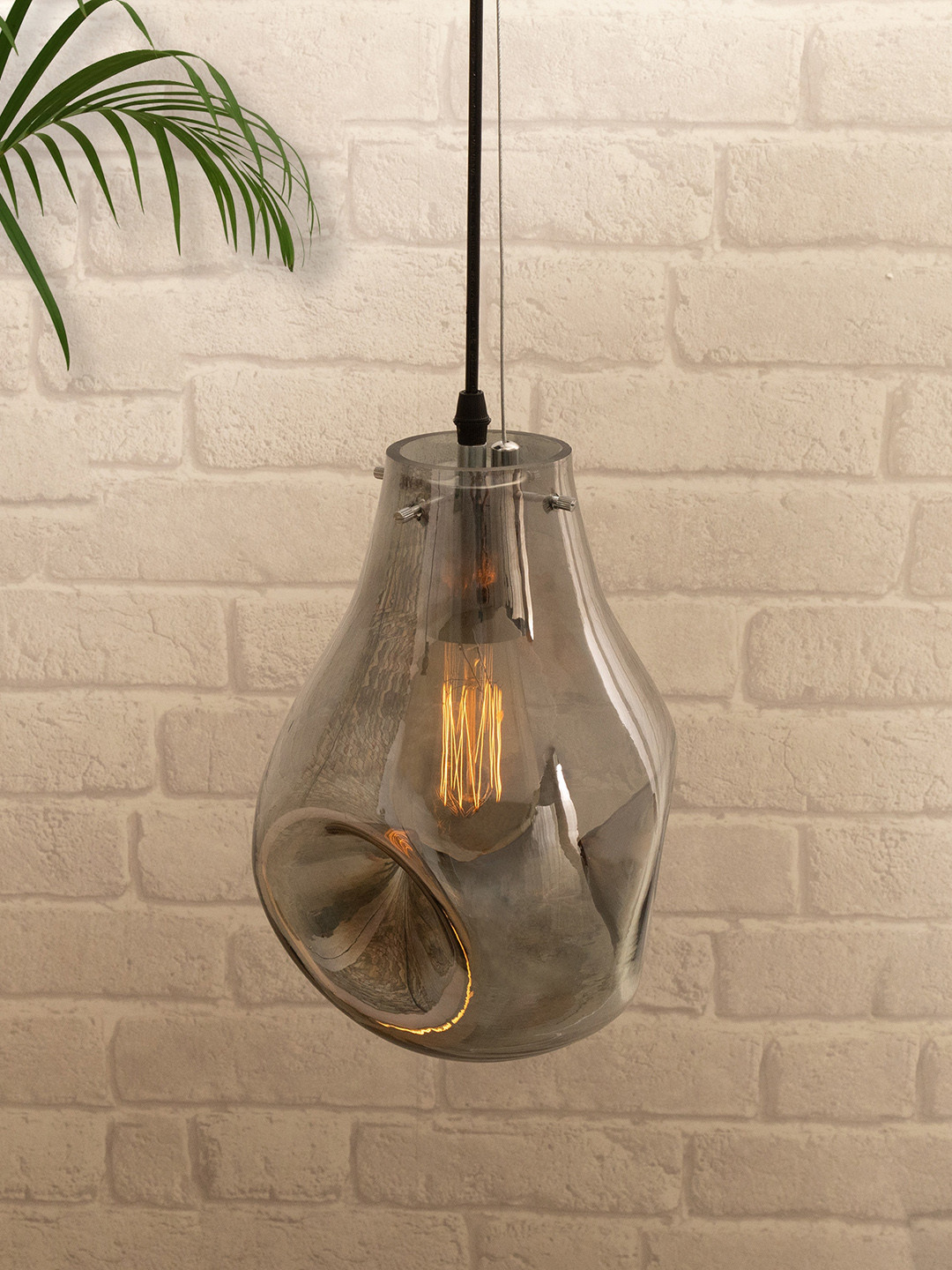 Homesake Grey Solid Smoked Pear Glass Bedside Ceiling Lamps
