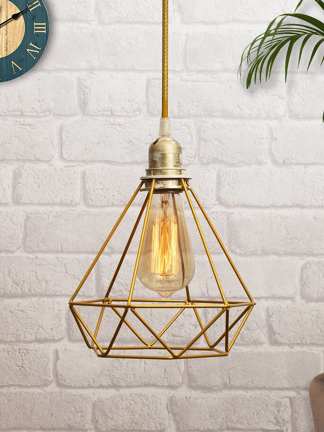Homesake Gold Solid Caged Pendant Light