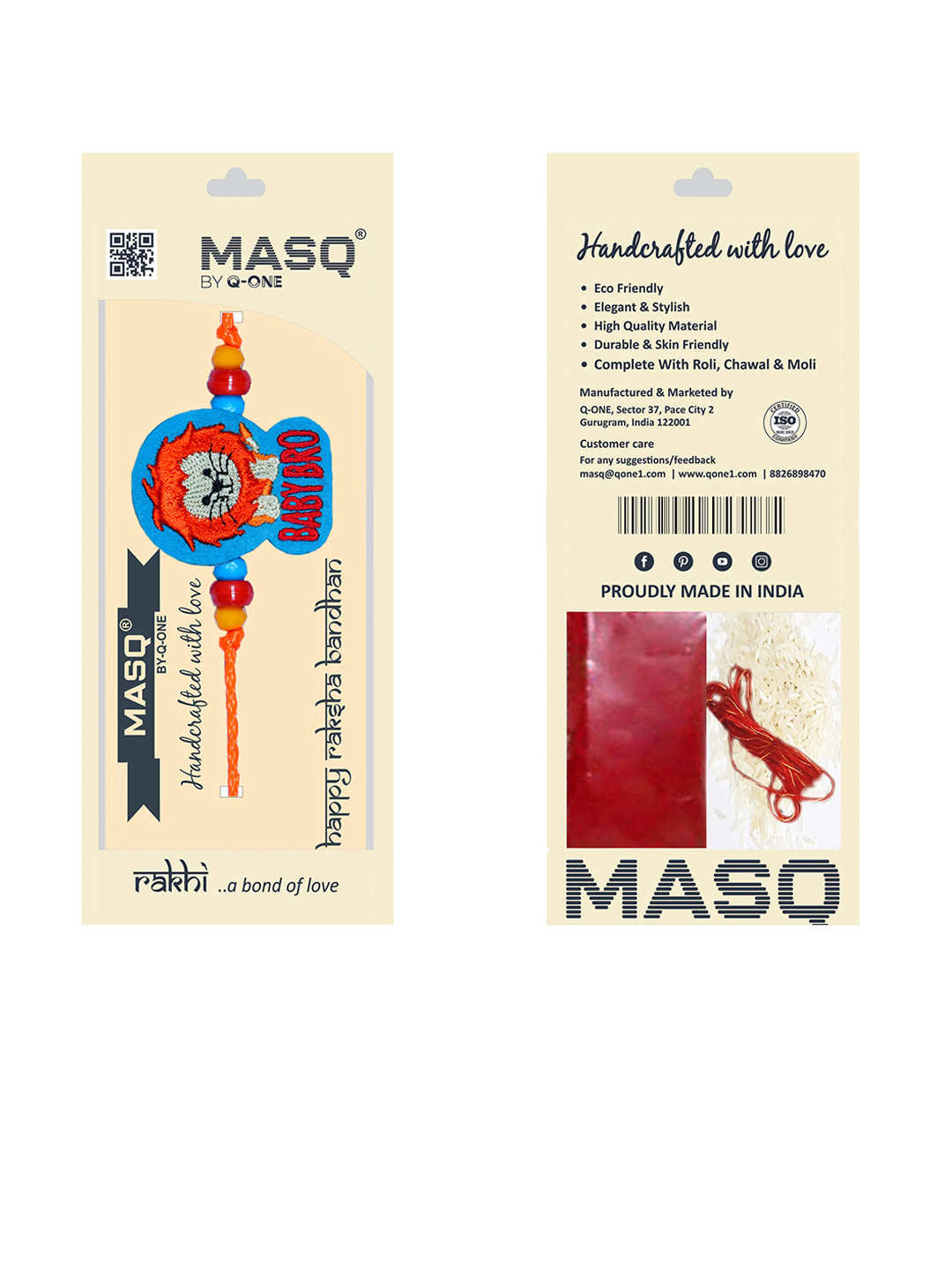 MASQ Kids Set of 2 Lion & Panda Rakhi