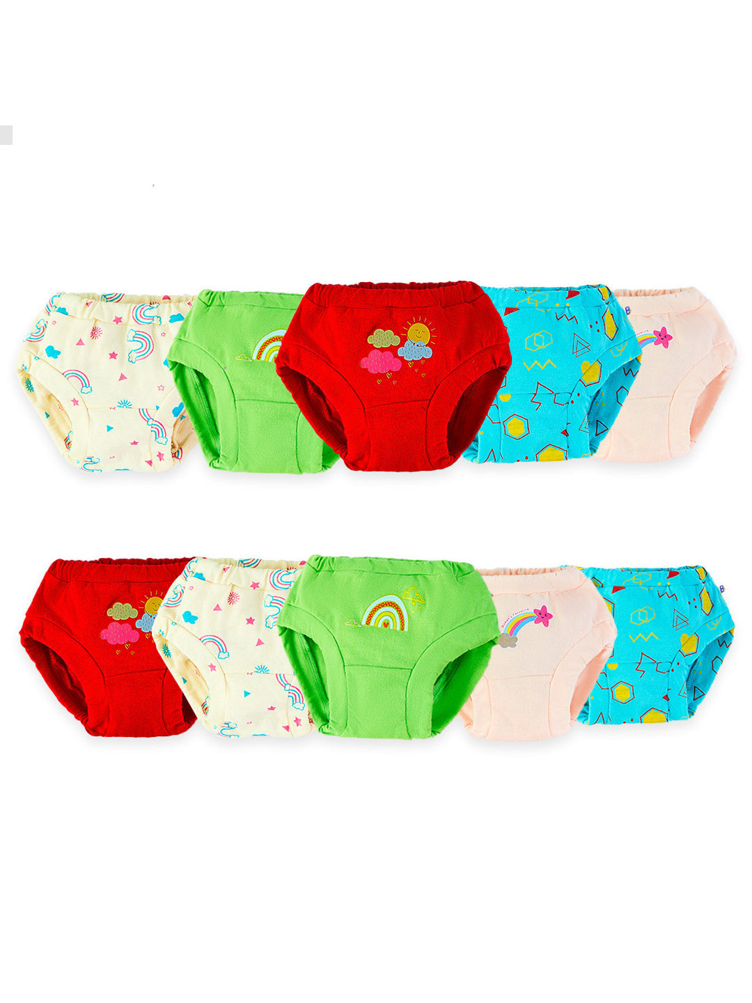 SuperBottoms Pack of 10 Super Soft Printed Cotton Sustainable Briefs BAS-UND-U-BR-DD-18_24M-10PACK