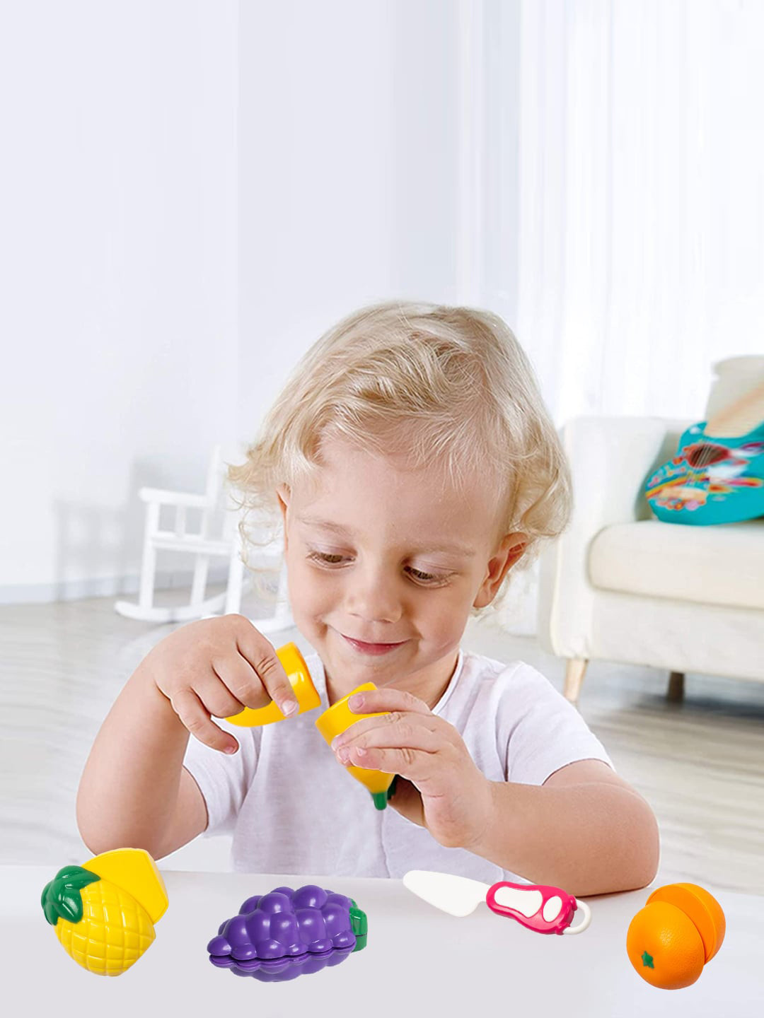 WEMBLEY Kids Yellow & Orange Colored Sliceable Fruit Cutting Role Play Toys