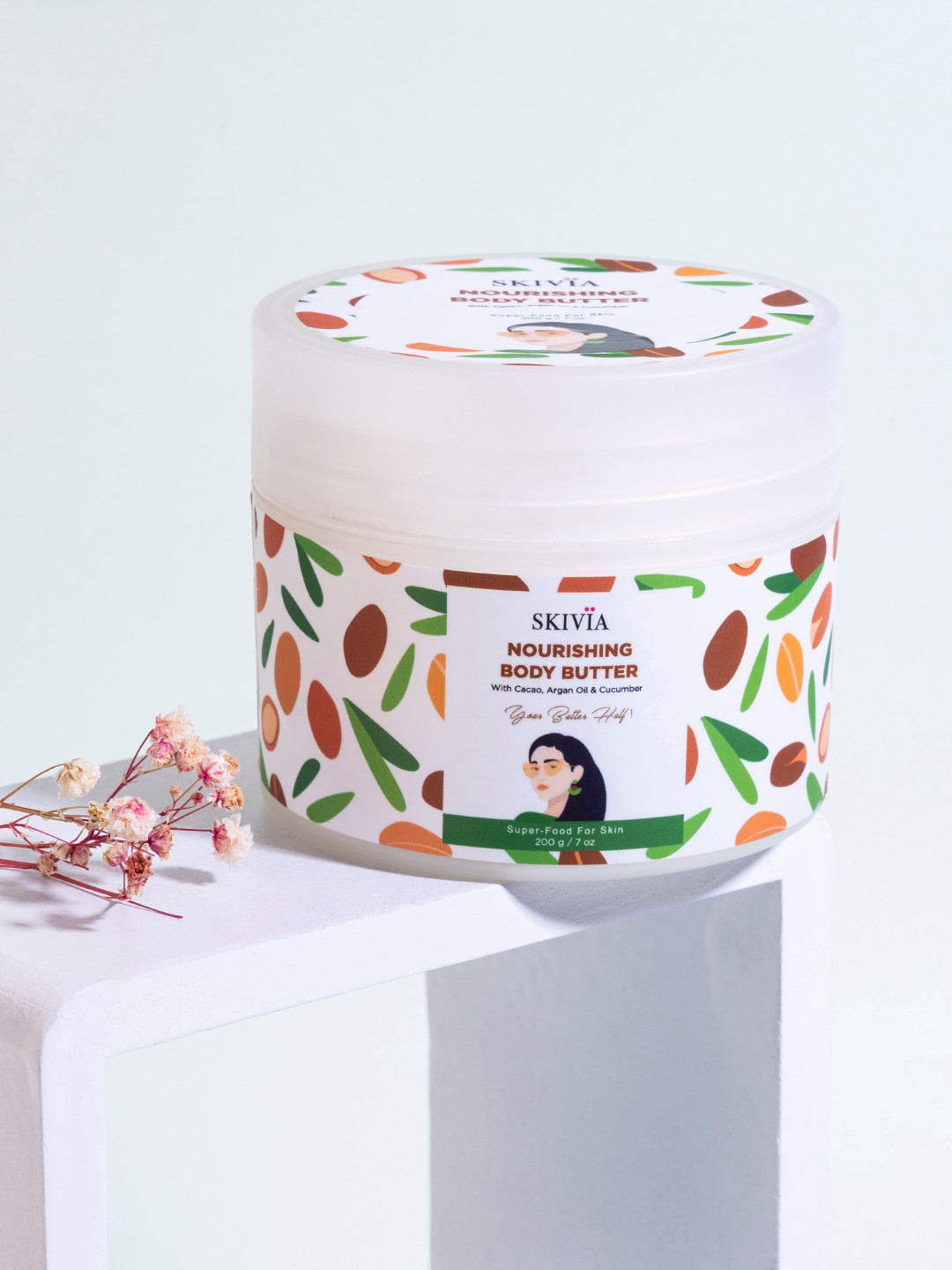 SKIVIA Paraben Free Nourishing Body Butter with Cacao & Argan Oil For Hydration - 200 g