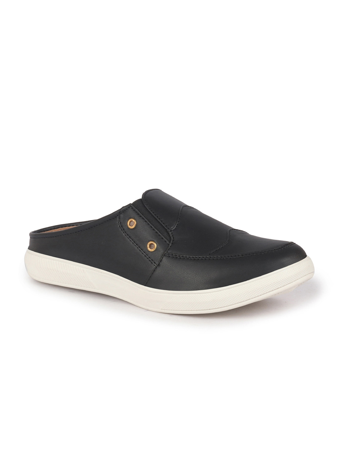 FAUSTO Men Slip-On Regular Round Toe Casual Black PU Clogs