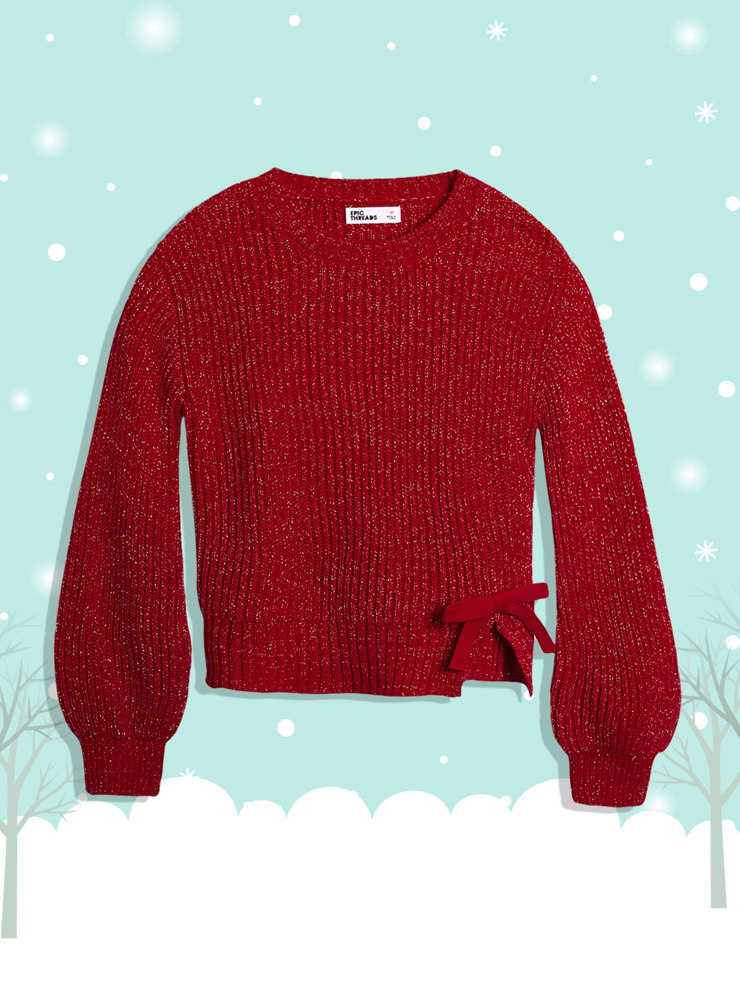 Macy's Epic Threads Girls Red Ribbed Pullover