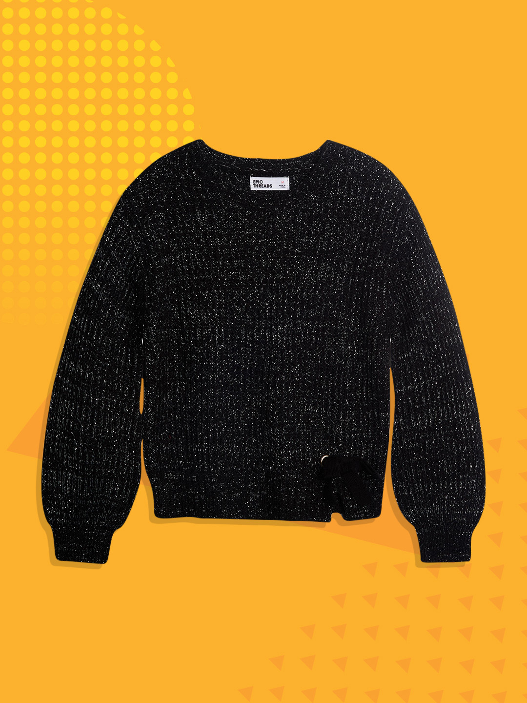 Macy's Epic Threads Girls Black Ribbed Pullover