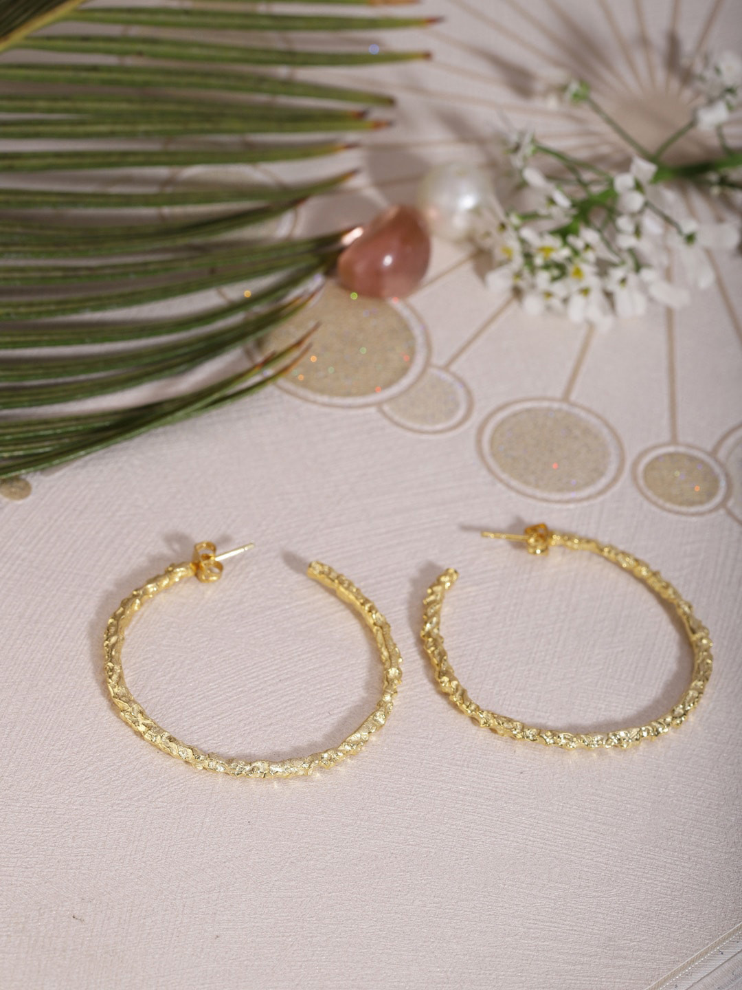 Berserk Gold-Toned Classic Half Hoop  Gold-Plated Earrings