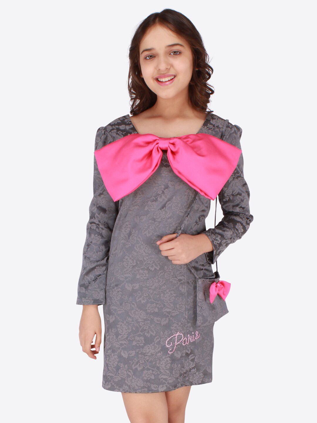 CUTECUMBER Grey & granite green Jacquard Sheath Dress