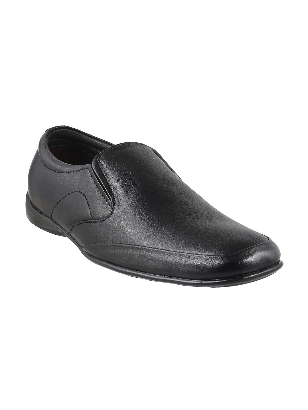 Mochi Men Black Leather Semiformal Slip-Ons