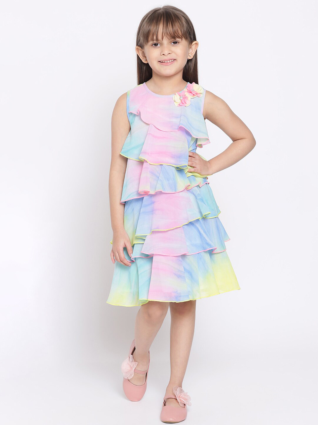 Nauti Nati Multicoloured Dyed Layered Georgette Dress