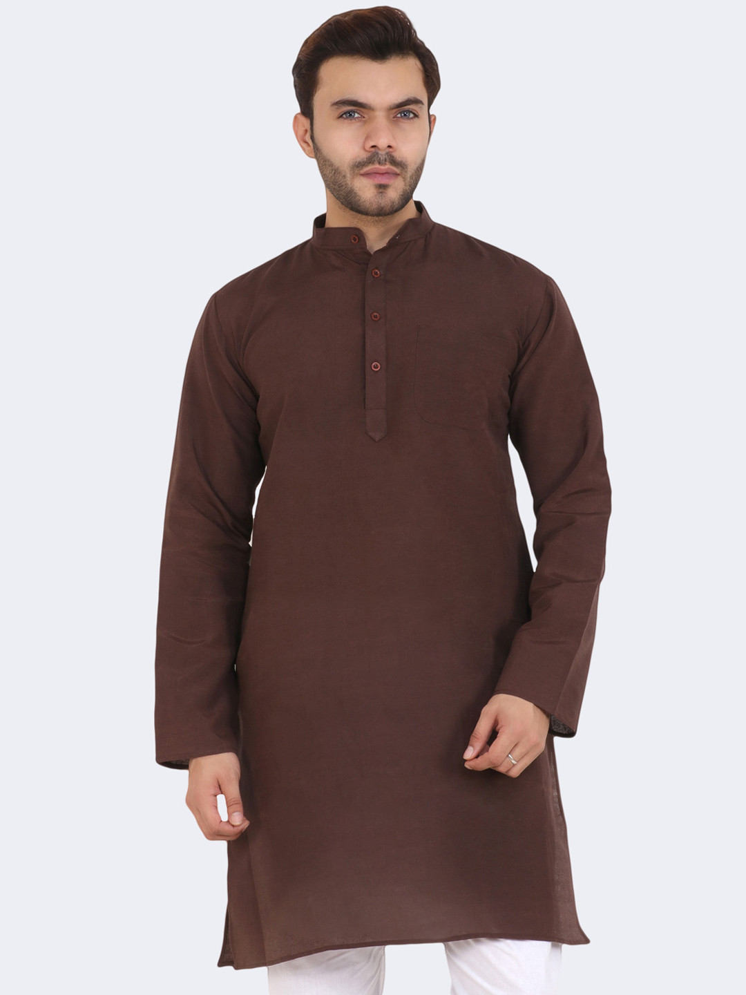 Latest Chikan Garments Men Brown White Romance Kurta