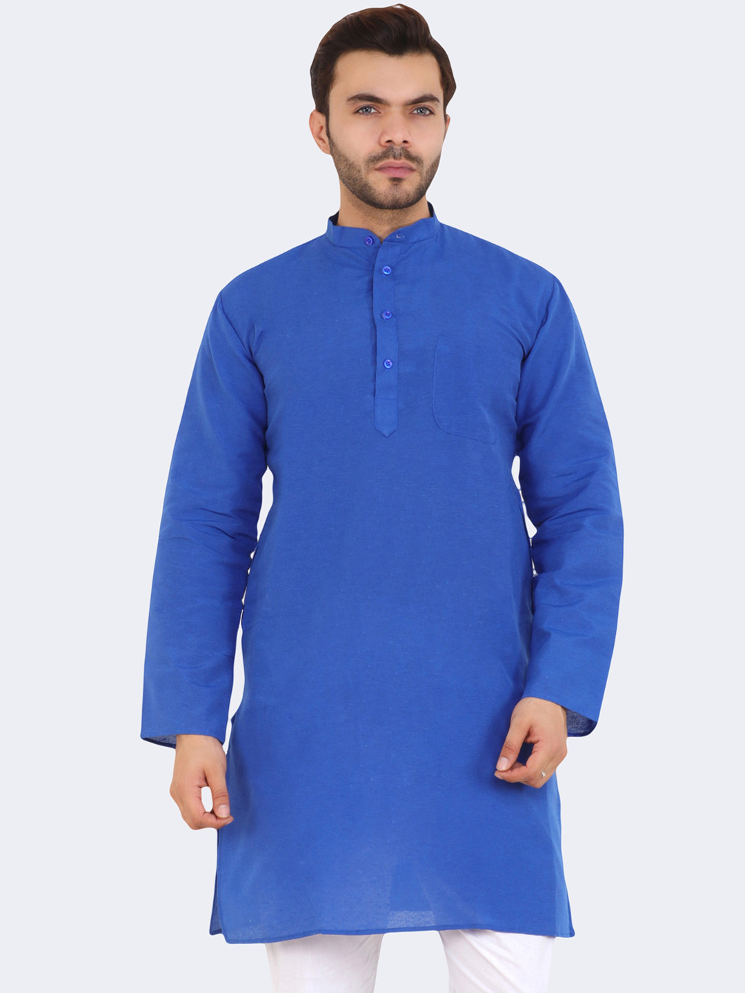 Latest Chikan Garments Men Blue  Straight Kurta