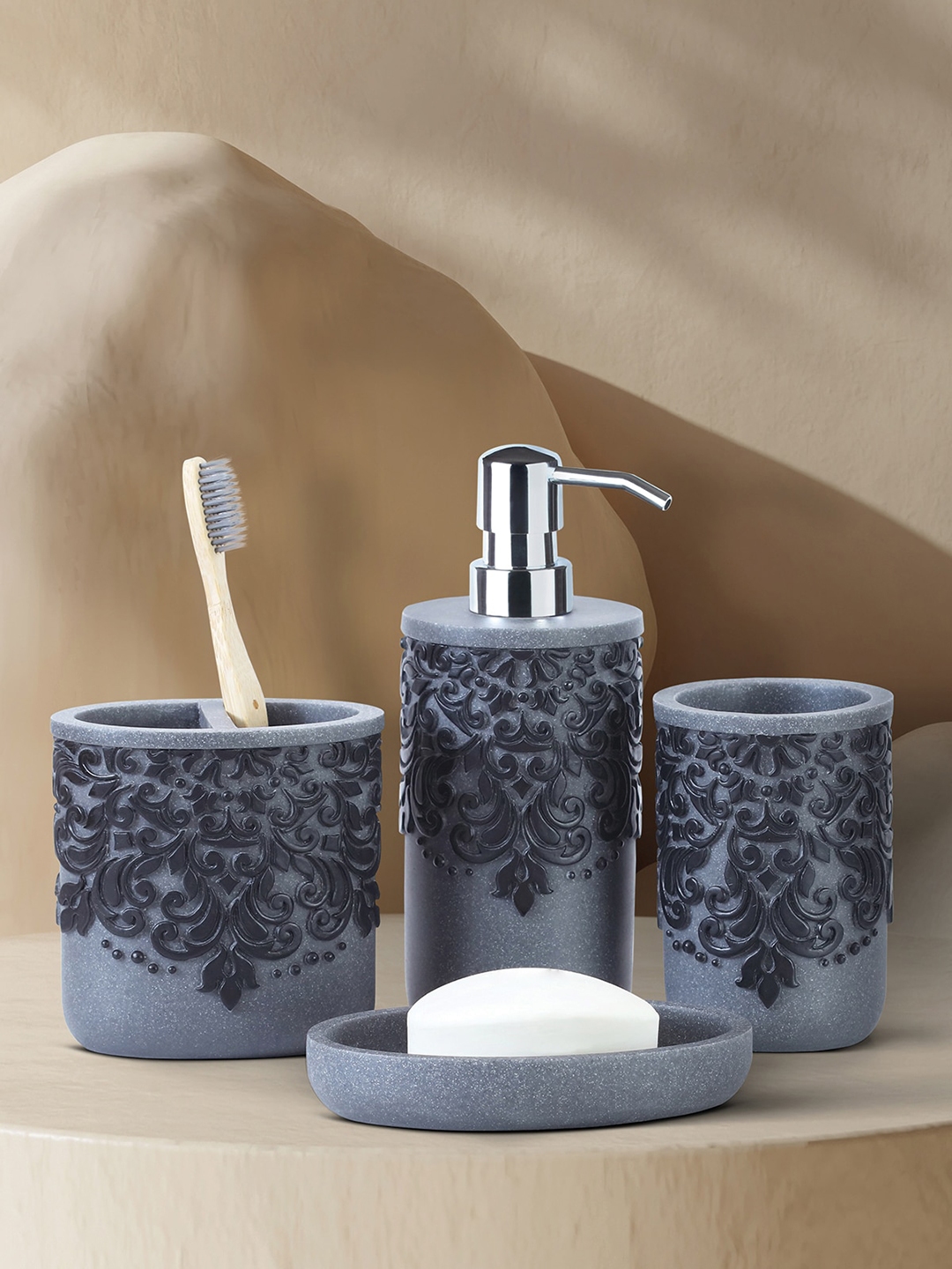 Buy OBSESSIONS Home Set Of 4 Grey Bathroom Accessories Bathroom Accessories for Unisex 19094494 Myntra