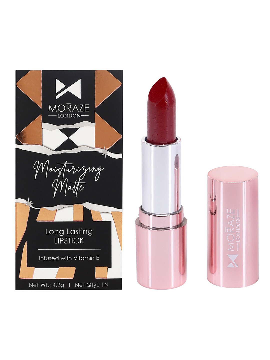 Moraze Moisturizing Matte Vegan Long-Lasting Lipstick with Vitamin E 4.2g - Revenge Is Red