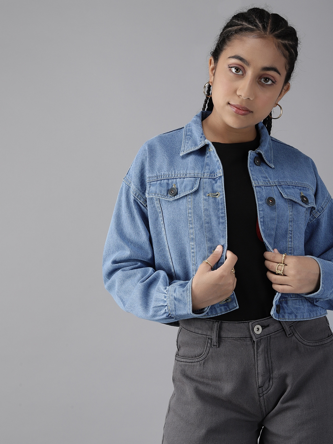 Girls cropped jean clearance jacket