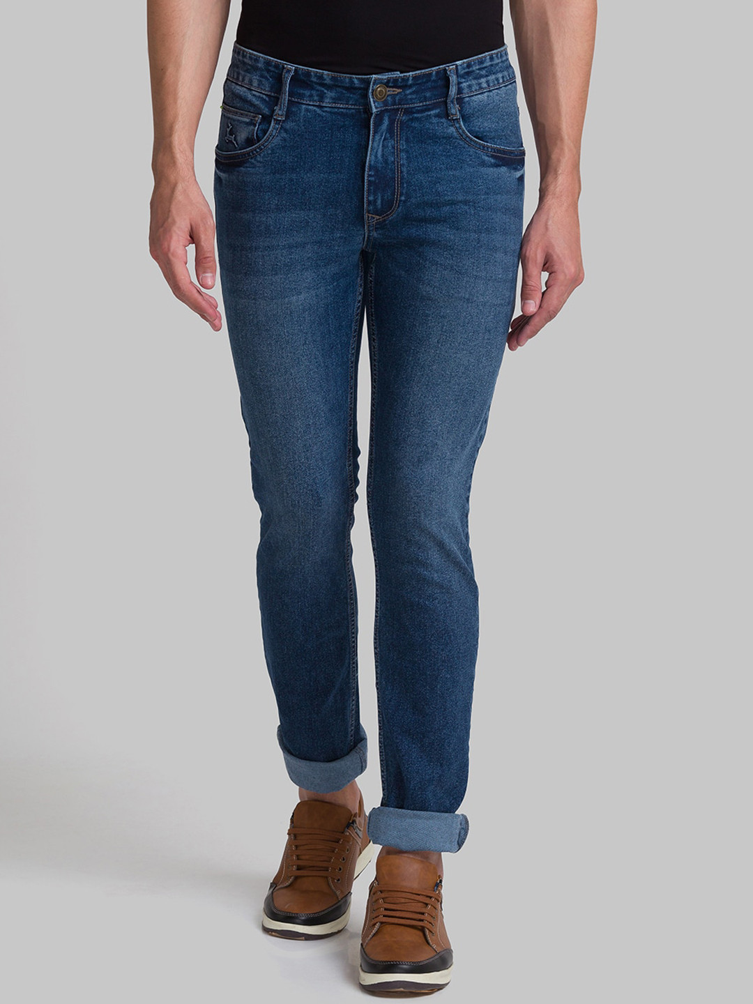 Parx Men Dark Blue Tapered Fit Light Fade Jeans