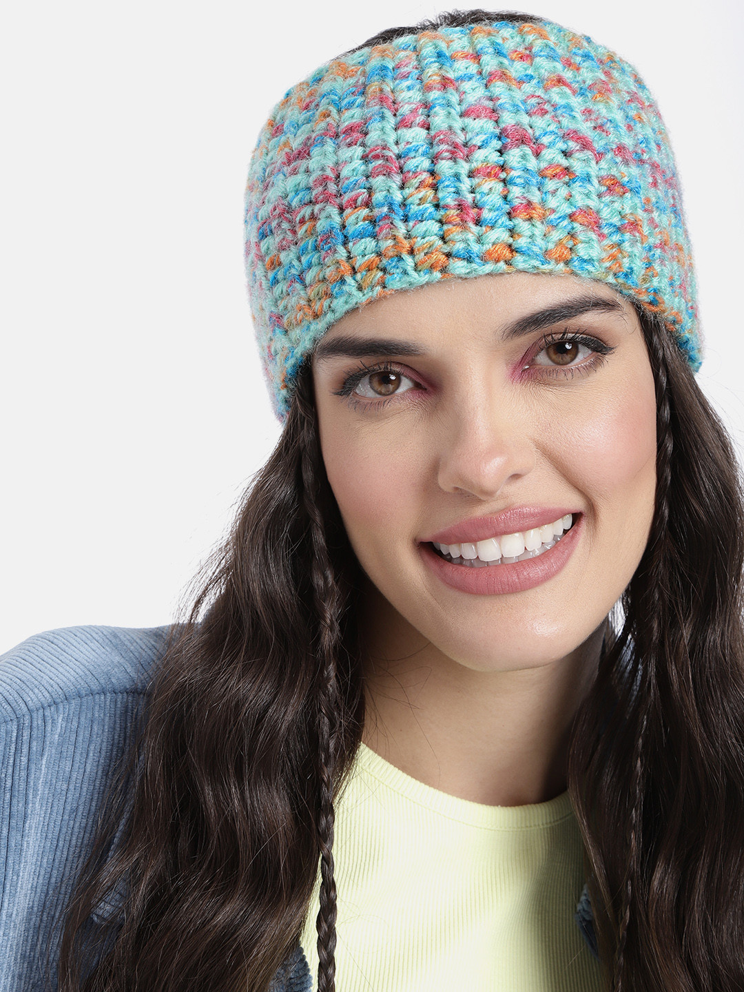 Magic Needles Women Blue Crocheted Woolen Headband