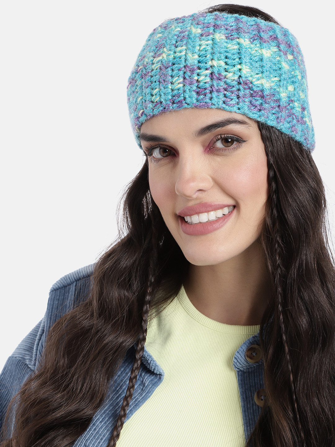 Magic Needles Women Turquoise Blue Crocheted Woolen Headband