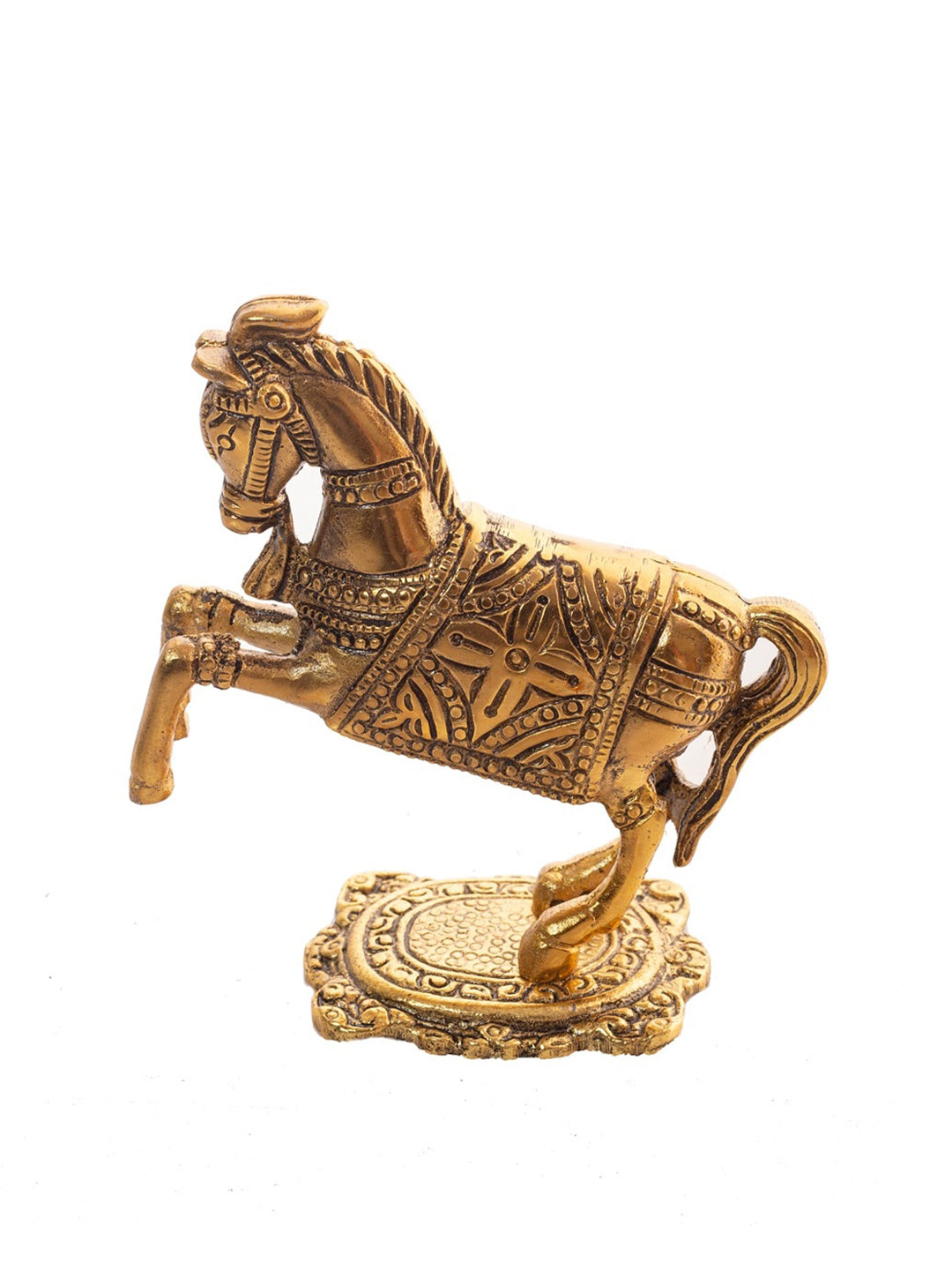 Fashion Bizz Jumping Horse Gold Metal Metallic Living Room Medium Showpiece - 4.5 Inches