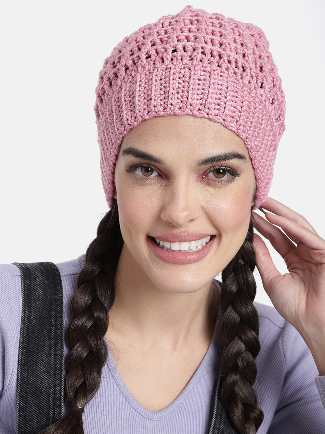 Magic Needles Women Pink  Crochet Beanie