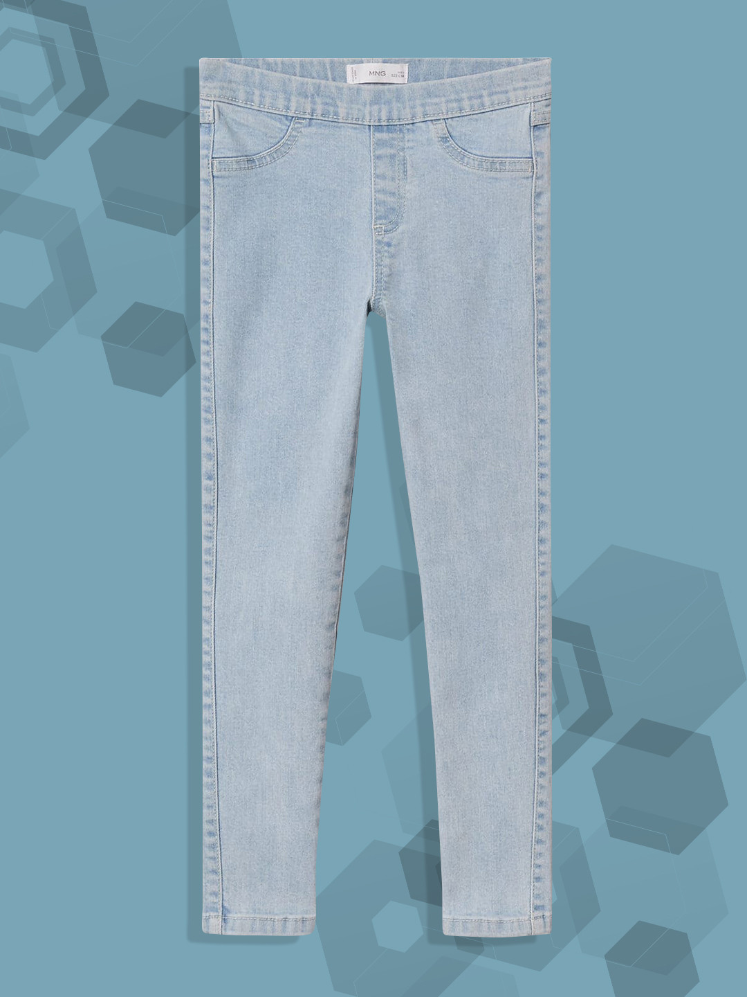 Mango Kids Girls Blue Solid Light Fade Stretchable Jeggings