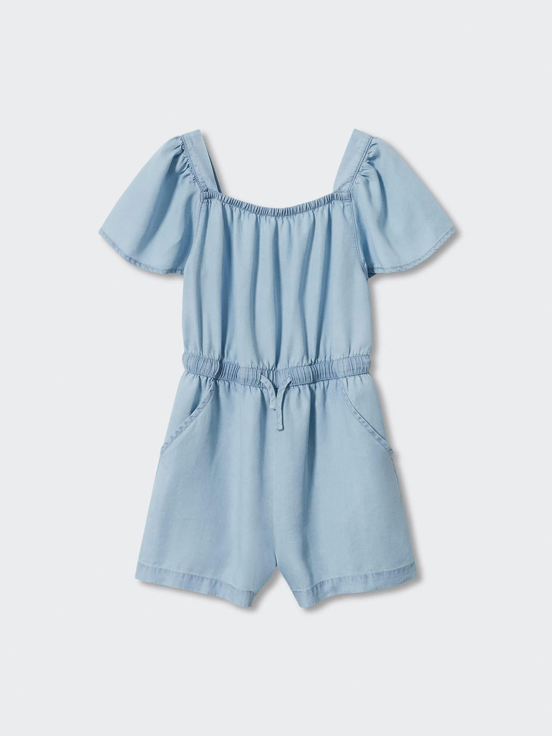 Mango Kids Girls Blue Solid Sustainable Playsuit