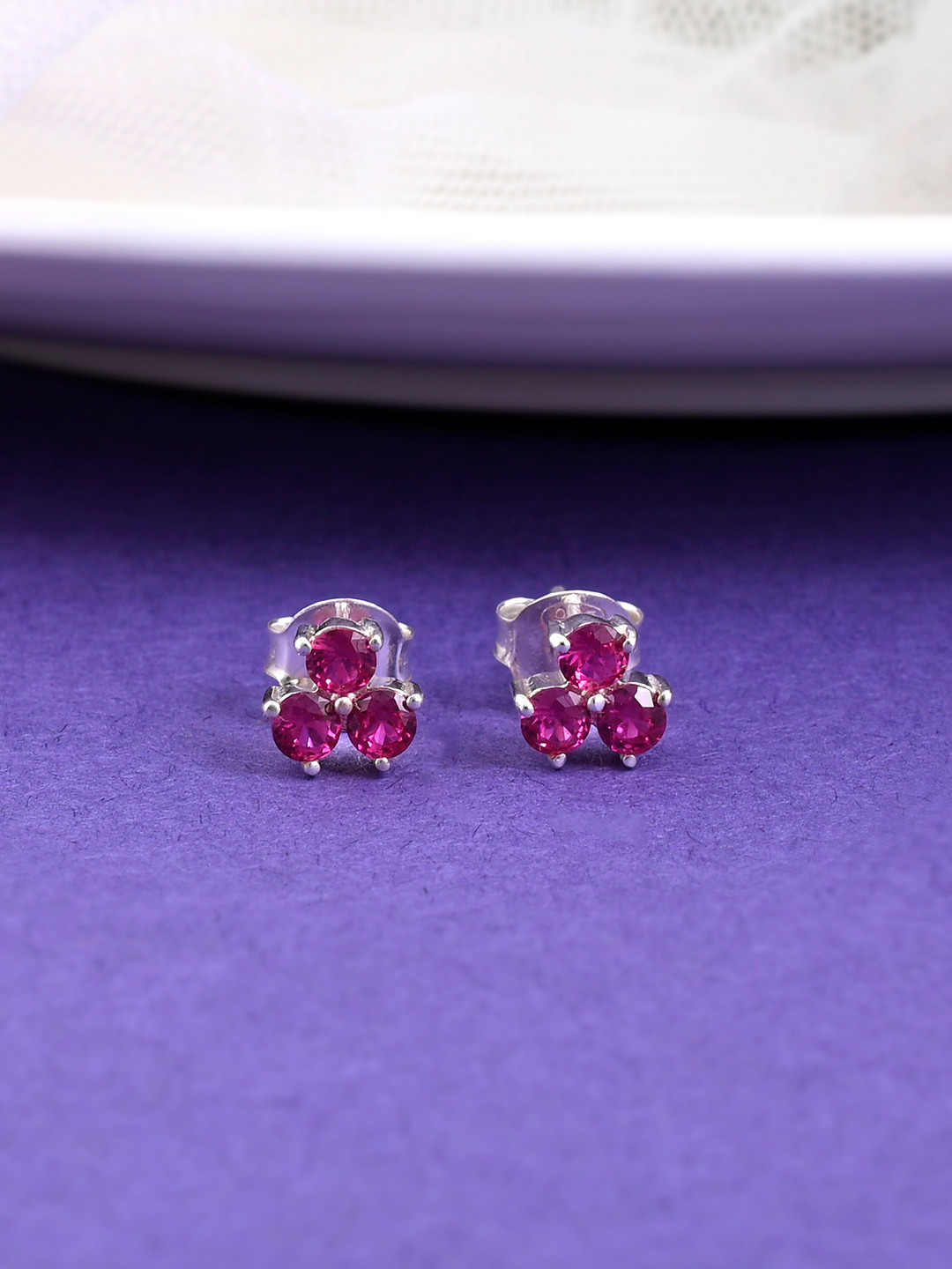 Studio Voylla Women Twinkling Pink CZ 925 Sterling Silver Ear Studs