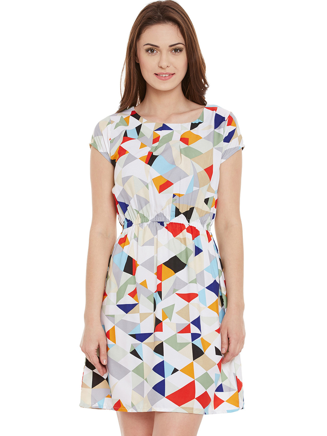 Ruhaans Women Multicoloured Lightweight Printed Fit & Flare Dress